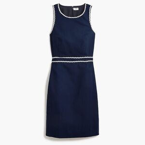 J Crew Navy Blue Sleeveless Dress with White Rick Rack Trim NWT size 8